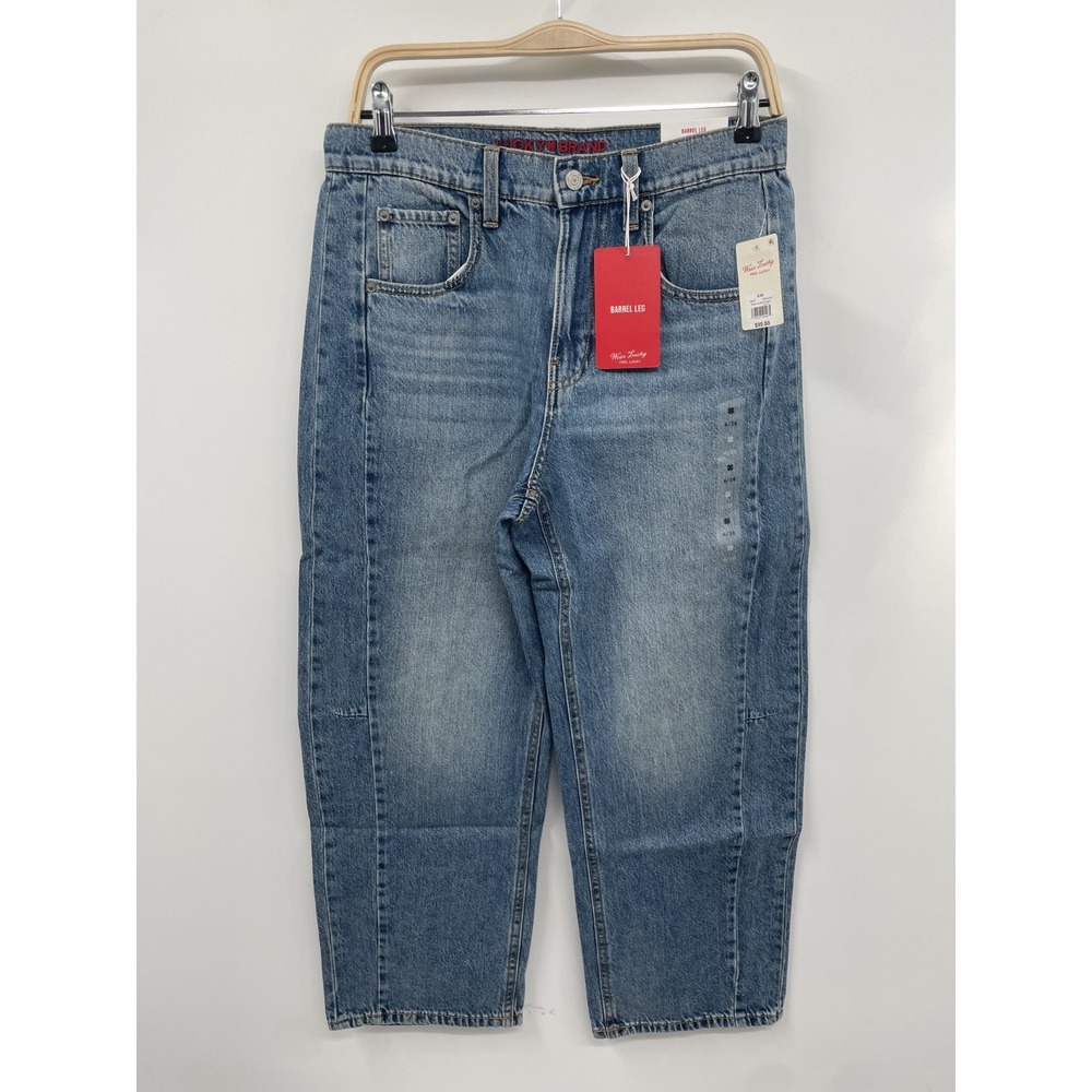 Lucky Brand Jeans Women's 6/28 Blue Denim Medium Wash Barrel Leg Streetwear NWT - Picture 1 of 16